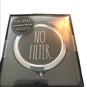 Rae Dunn “NO FILTER” Compact Mirror 1X/10X Magnification 2.75”X.37” Chrome